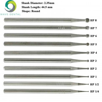 5 Packs Wave Dental Carbide Burs Round For Straight Handpiece HP1/4 1 2 3 5 6 8 ...
