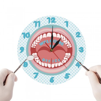 Dental Clinic Teeth Clock Personalized Business Name Wall Clock Custom Dentist N...