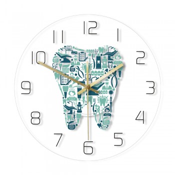 Dentist Symbols Acrylic Wall Clock Teeth Shape Decorative Clock for Dental Offic...