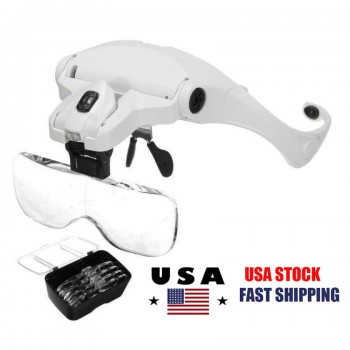 US STOCK! 5 Lens Dentist Loupes Headlight Dental Binocular Glass Magnifier with ...