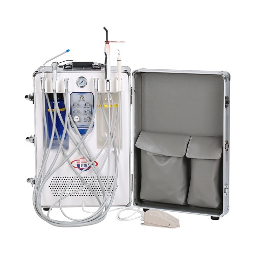 BD-406 Portable Mobile Dental Turbine Unit with Compressor + LED Curing Light + Scaler Handpiece