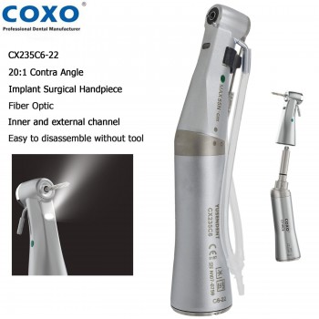 YUSENDENT COXO CX235C6-22 Dental LED 20:1 Implant Contra Angle Reduction Handpie...