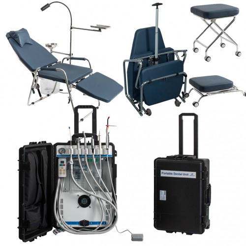 Greeloy GU-P208 Portable Dental Unit + Electric Motor + Scaler + Dental Folding Chair + Dental Operating Light + Dental Stools