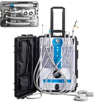 Greeloy® GU-P206S Portable Dental Unit with Compressor+ Curing Light +Scaler + Handpieces Kit