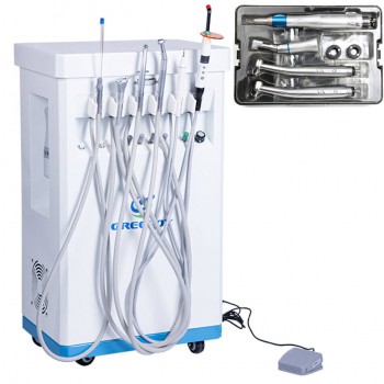 GREELOY GU-P209 Mobile Dental Delivery Cart Unit + Compressor+ Scaler+ Curing Li...