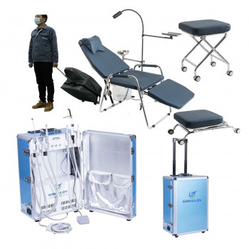 Greeloy GU-P206 Portable Dental Unit + Scaler + Curing Light + Dental Chair + Oral Light + Dental Stools