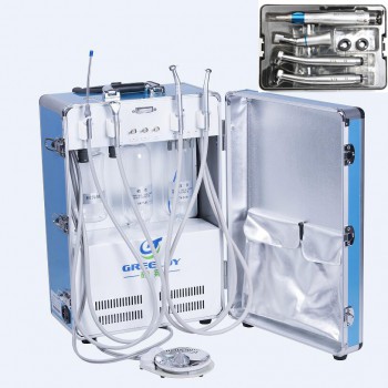 Greeloy GU-P204 Portable Dental Unit with Air Compressor + 3-Way Syringe + Handpieces Kit