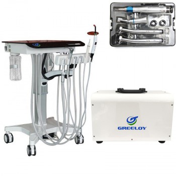 US STOCK! Greeloy GU-P302S Mobile Dental Cart Unit with Compressor + Curing Ligh...