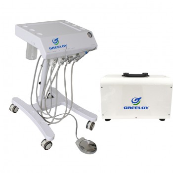 Greeloy® GU-P301 Mobile Dental Delivery Cart Unit + Air Compressor GA-P300