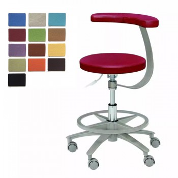 HS-11 Ergonomic Dental Stool with Armrest Assistant Hygienist Saddle Chair Microfiber Leather