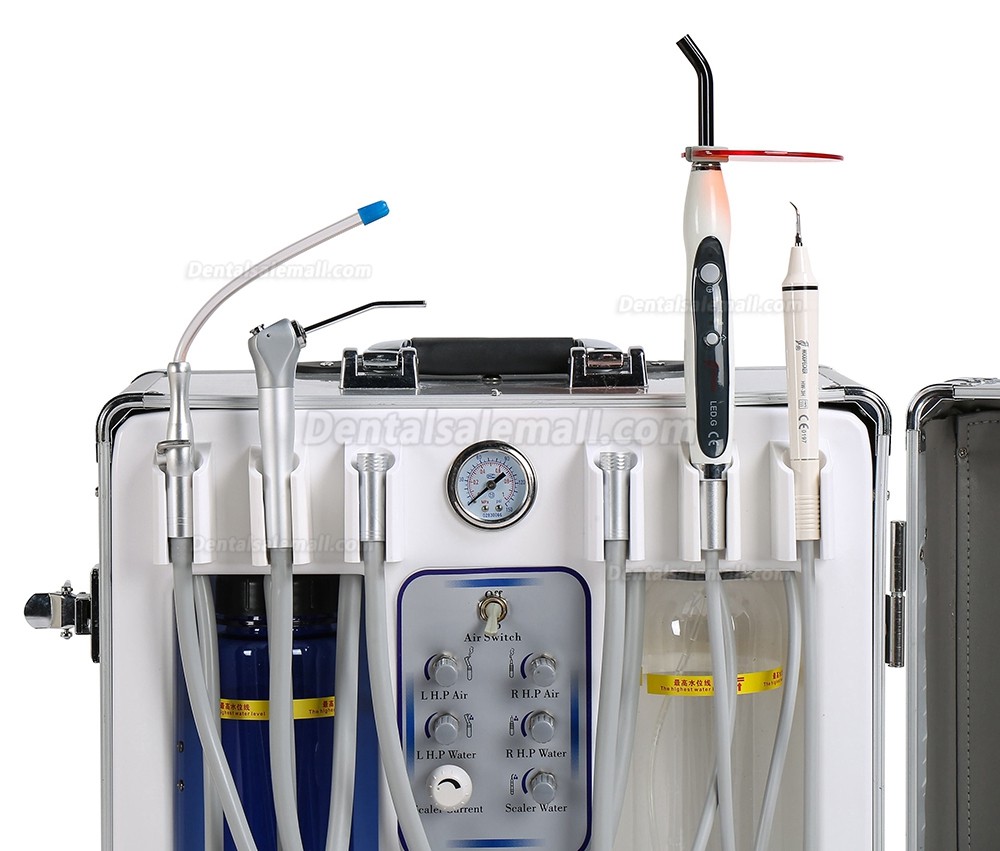 BD-406 Portable Mobile Dental Turbine Unit with Compressor + LED Curing Light + Scaler Handpiece