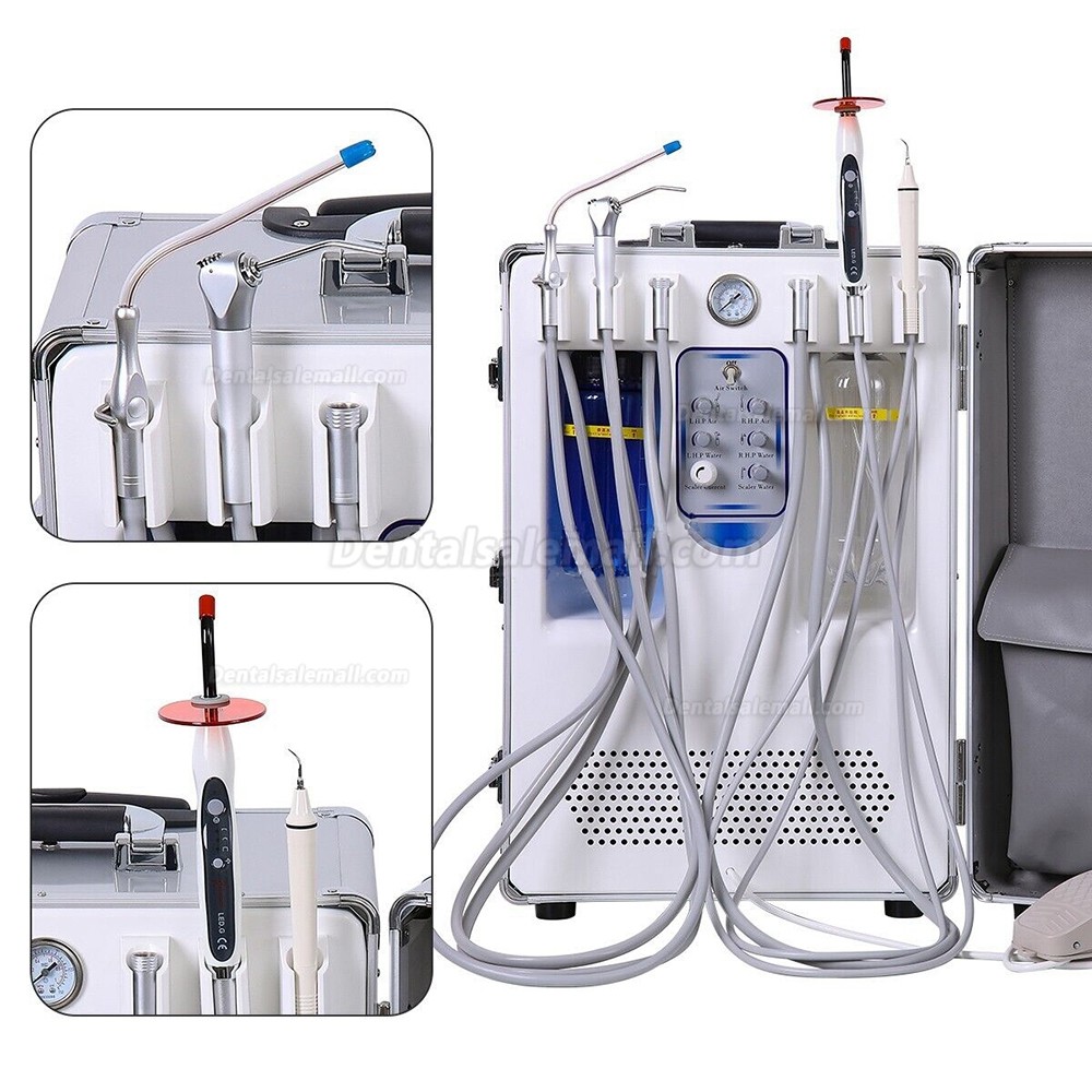 BD-406 Portable Mobile Dental Turbine Unit with Compressor + LED Curing Light + Scaler Handpiece