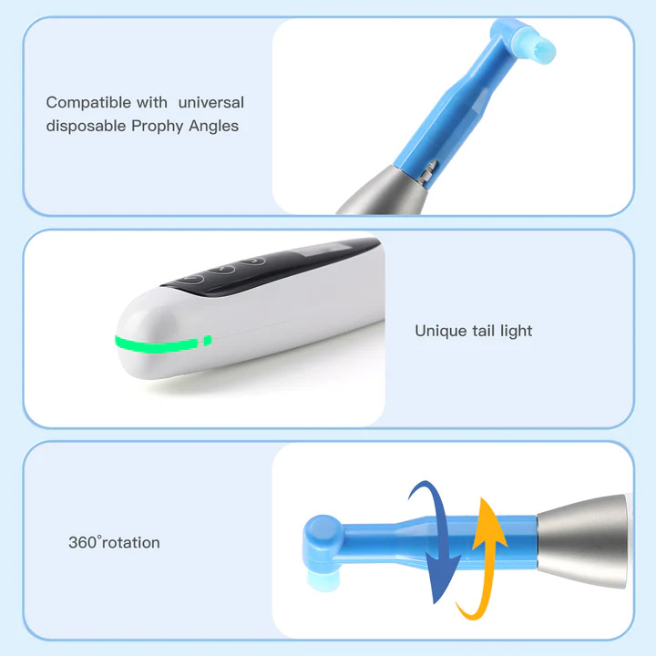 Electric Cordless Dental Hygiene Prophy Handpiece for Oral Cleaning Polishing 10 Speed Settings