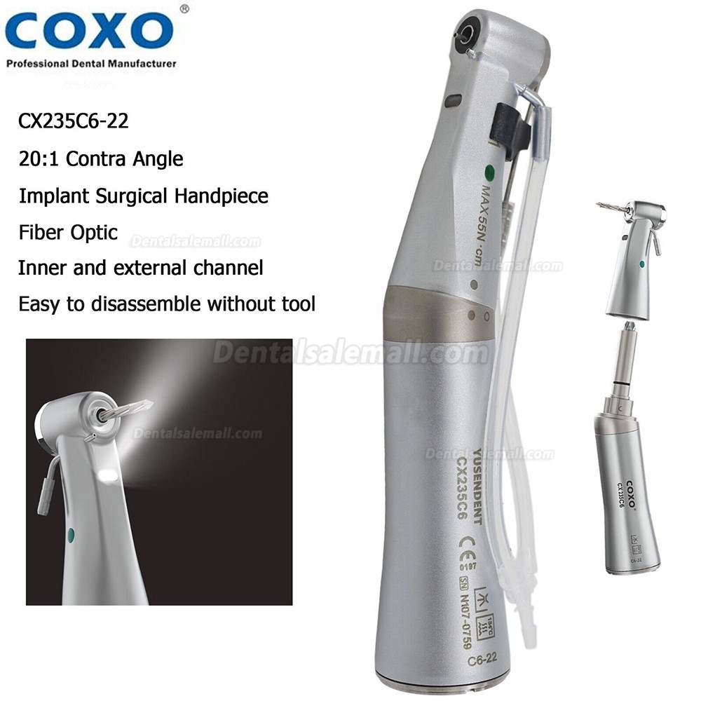 YUSENDENT CX235C6-22 Dental LED 20:1 Implant Surgery Contra Angle Handpiece