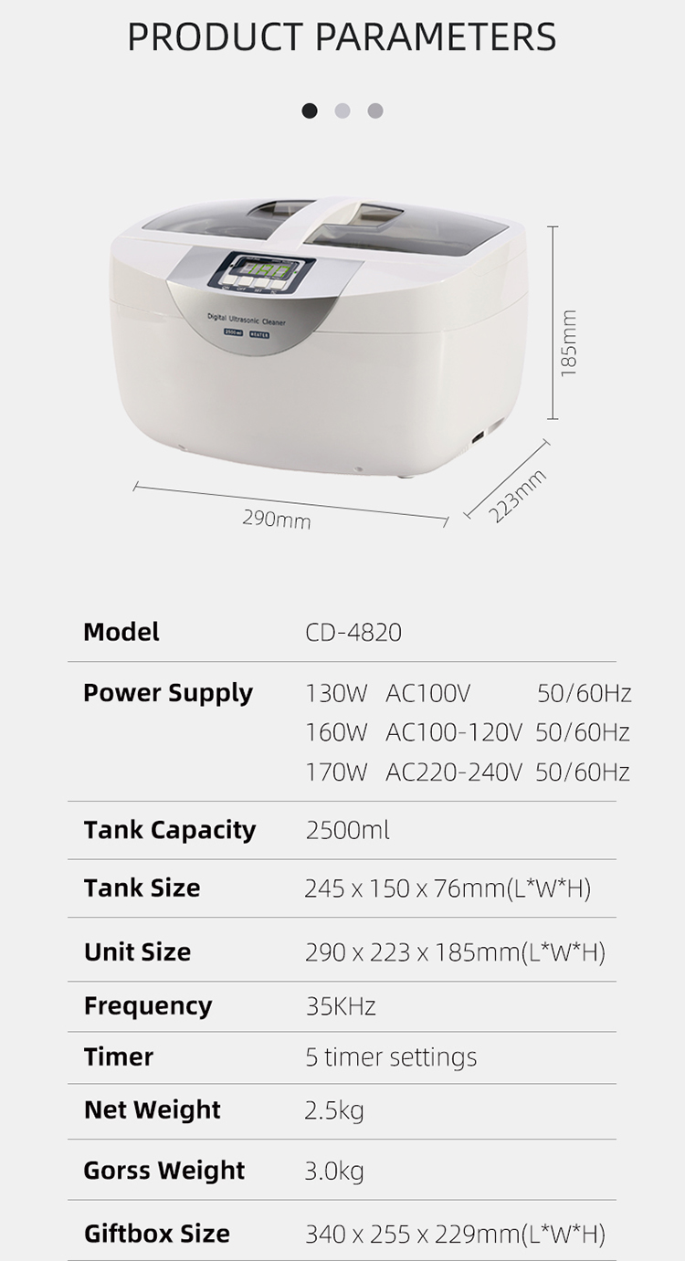 CODYSON CD-4820 2.5L Commercial Digital Ultrasonic Cleaner with Timer Stainless Steel Tank