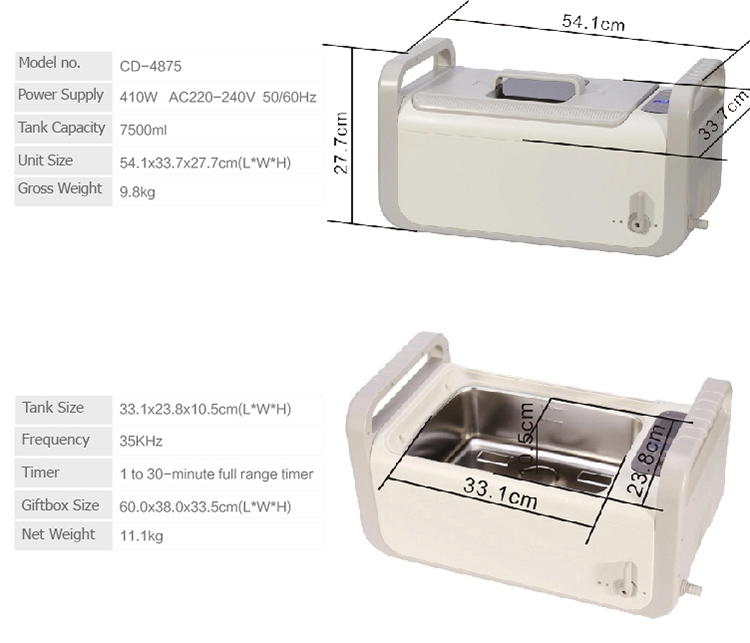 CODYSON CD-4875 7.5L Digital Multiple Vinyl Lp CD Record Ultrasonic Cleaner Cleaning Machine