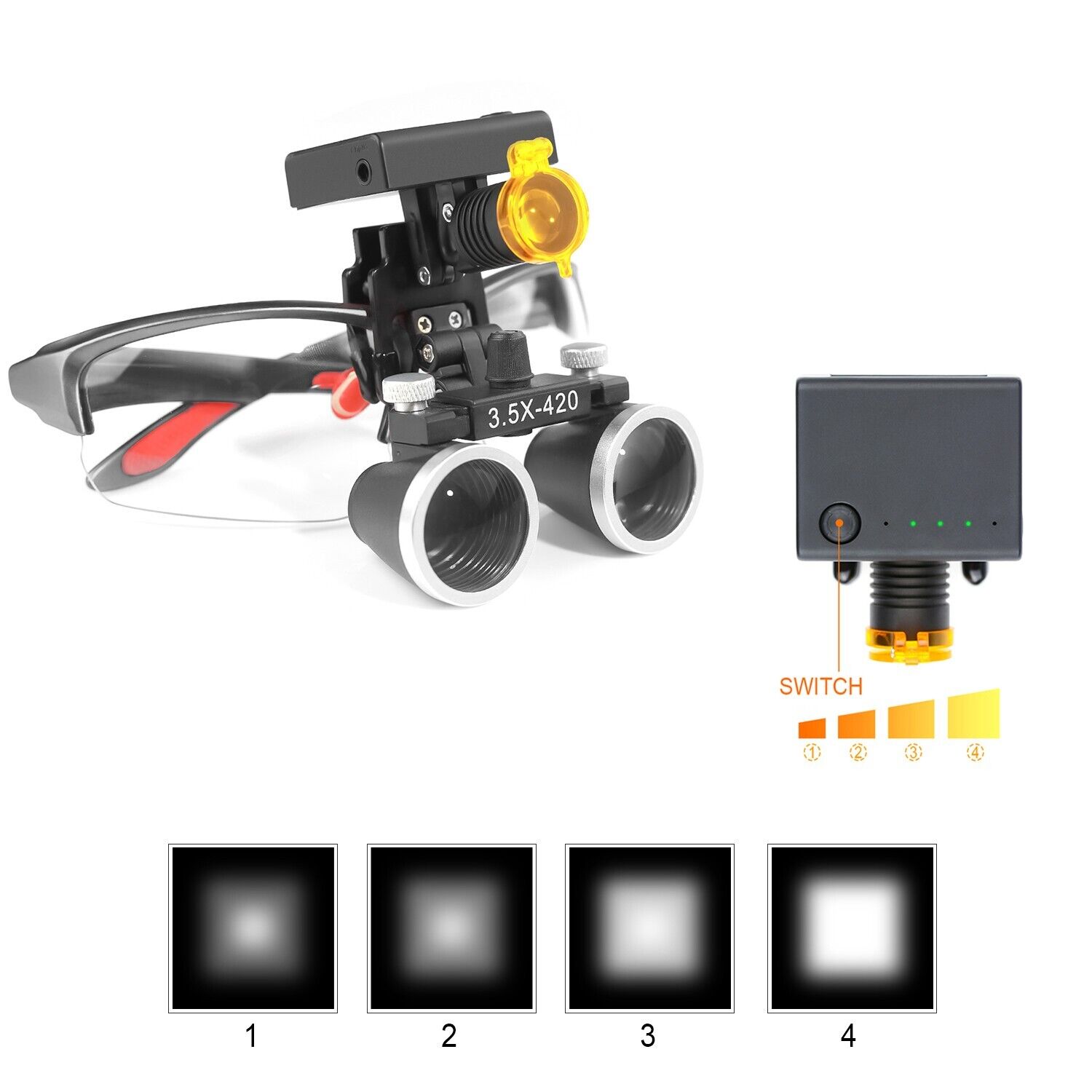 DY-117 3.5X Dental Magnifying Loupe + DY-010 Wireless 3W LED Headlight