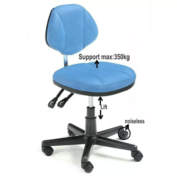 HS-10 Mobile Dental Stool with Back Support Doctor's Dentist Assistant Nurse Hygienist Chair Microfiber Leather