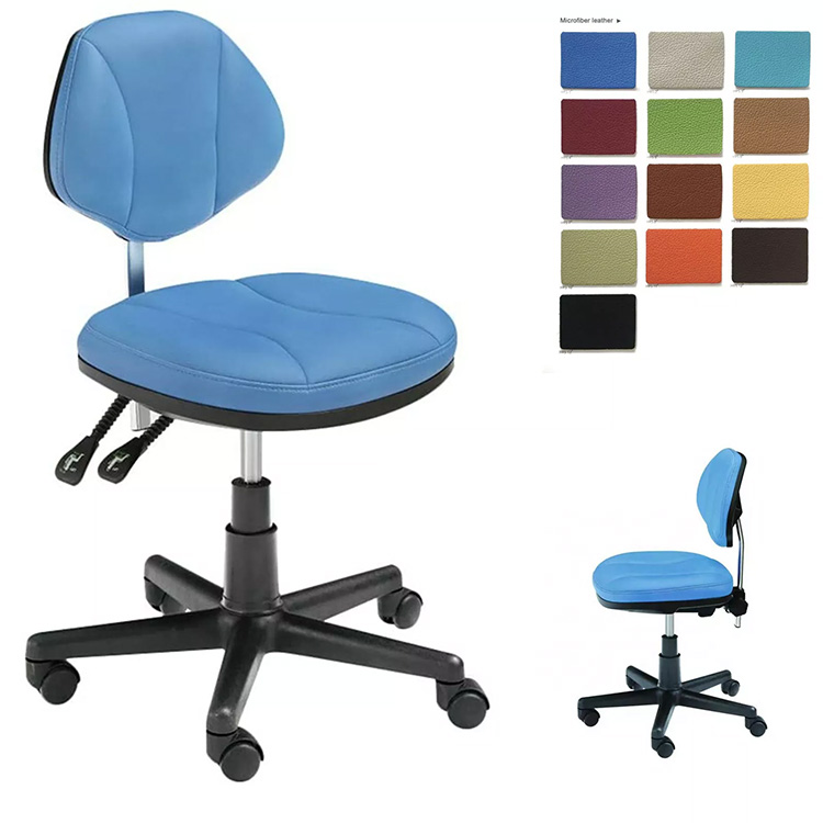 HS-10 Mobile Dental Stool with Back Support Doctor's Dentist Assistant Nurse Hygienist Chair Microfiber Leather