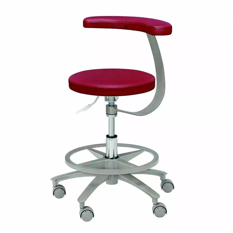 HS-11 Ergonomic Dental Stool with Armrest Assistant Hygienist Saddle Chair Microfiber Leather 