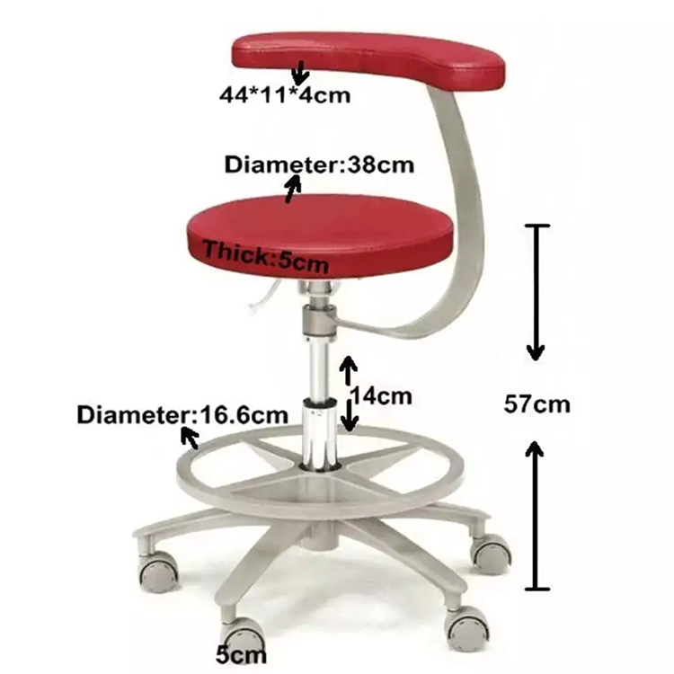 HS-11 Ergonomic Dental Stool with Armrest Assistant Hygienist Saddle Chair Microfiber Leather 