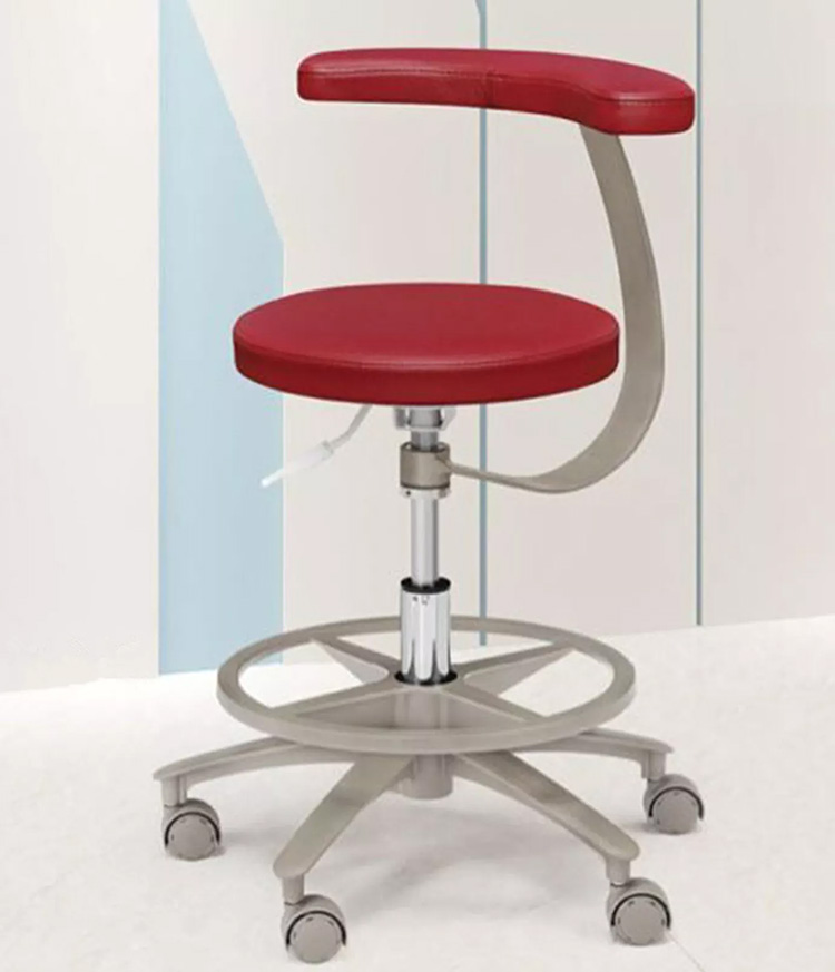 HS-11 Ergonomic Dental Stool with Armrest Assistant Hygienist Saddle Chair Microfiber Leather 