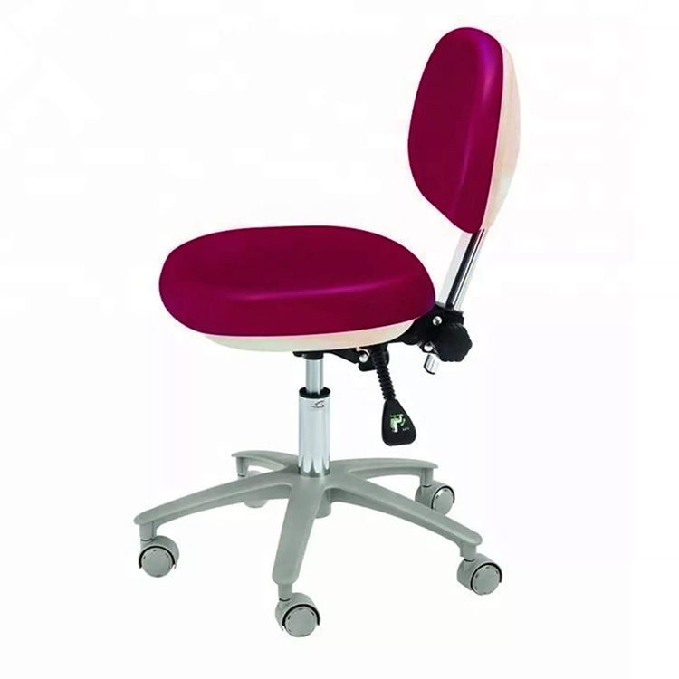 HS-6-R Adjustable Dental Stool with Backrest Dentist Doctor's Assistant Nurse Chair PU Leather