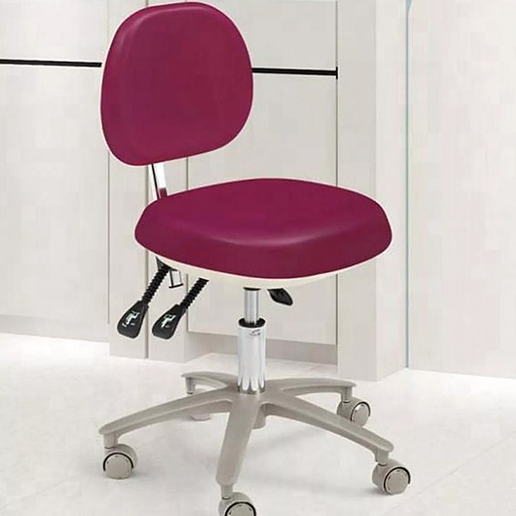 HS-6-R Adjustable Dental Stool with Backrest Dentist Doctor's Assistant Nurse Chair PU Leather