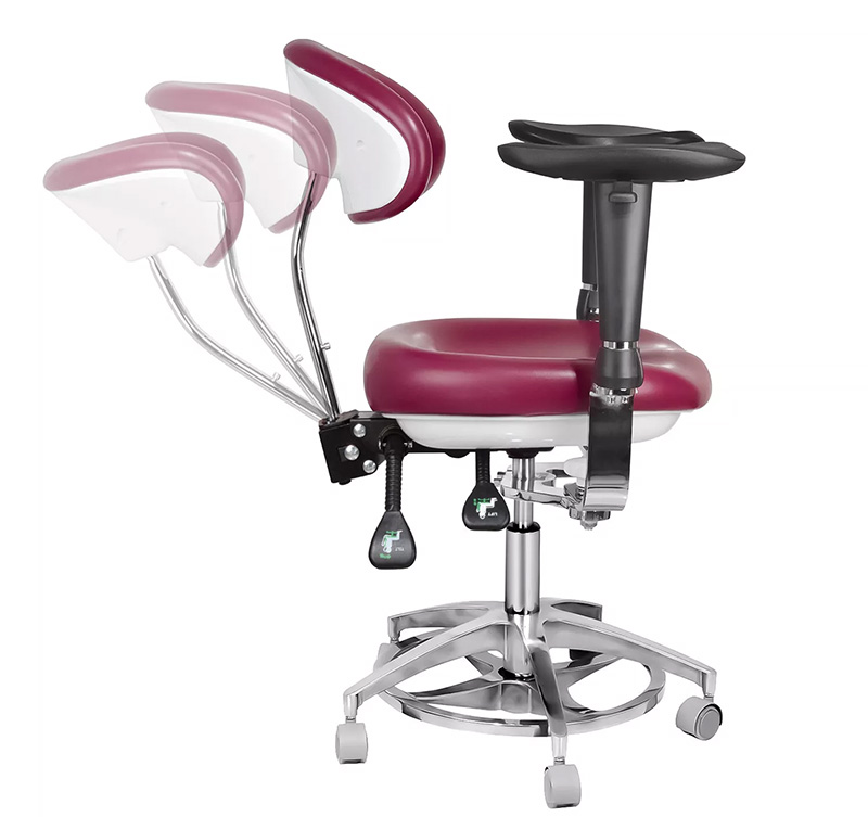 JKS-037 Ergonomic Dental Stool with Armrest Dentist Operator Assistant Hygienist Chair 360° Rotation