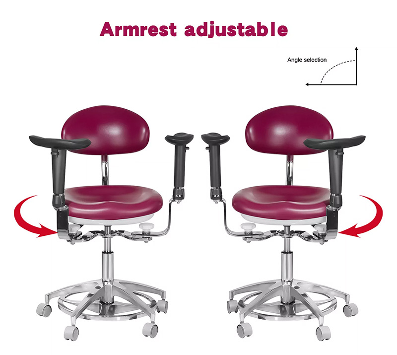 JKS-037 Ergonomic Dental Stool with Armrest Dentist Operator Assistant Hygienist Chair 360° Rotation