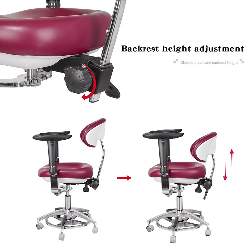 JKS-037 Ergonomic Dental Stool with Armrest Dentist Operator Assistant Hygienist Chair 360° Rotation