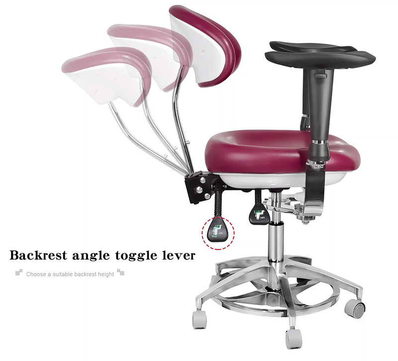 JKS-037 Ergonomic Dental Stool with Armrest Dentist Operator Assistant Hygienist Chair 360° Rotation