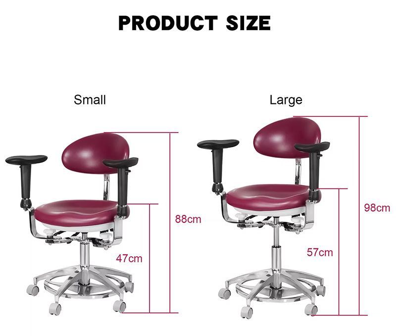 JKS-037 Ergonomic Dental Stool with Armrest Dentist Operator Assistant Hygienist Chair 360° Rotation