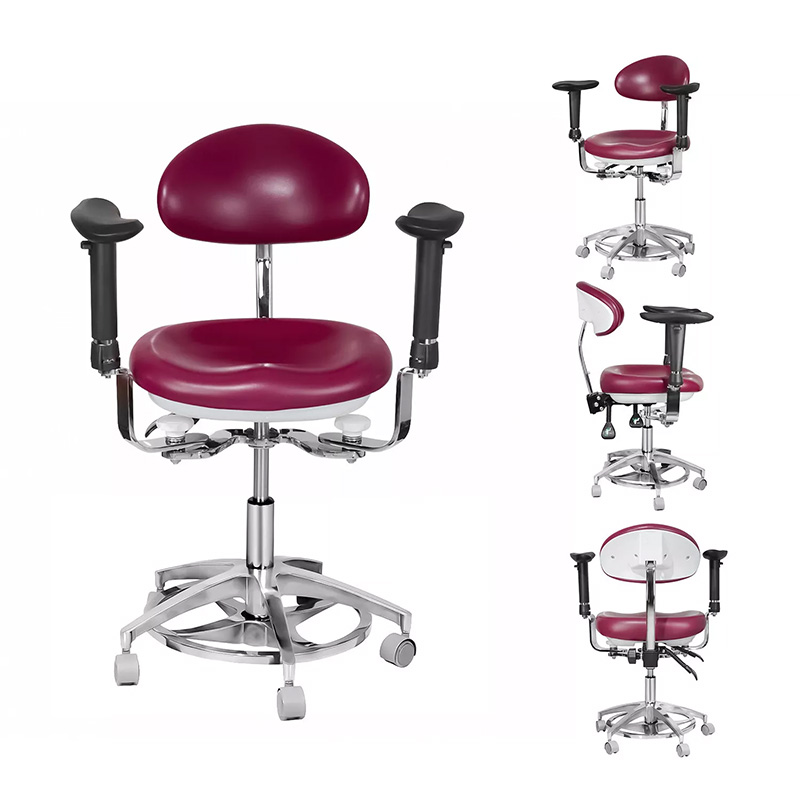 JKS-037 Ergonomic Dental Stool with Armrest Dentist Operator Assistant Hygienist Chair 360° Rotation