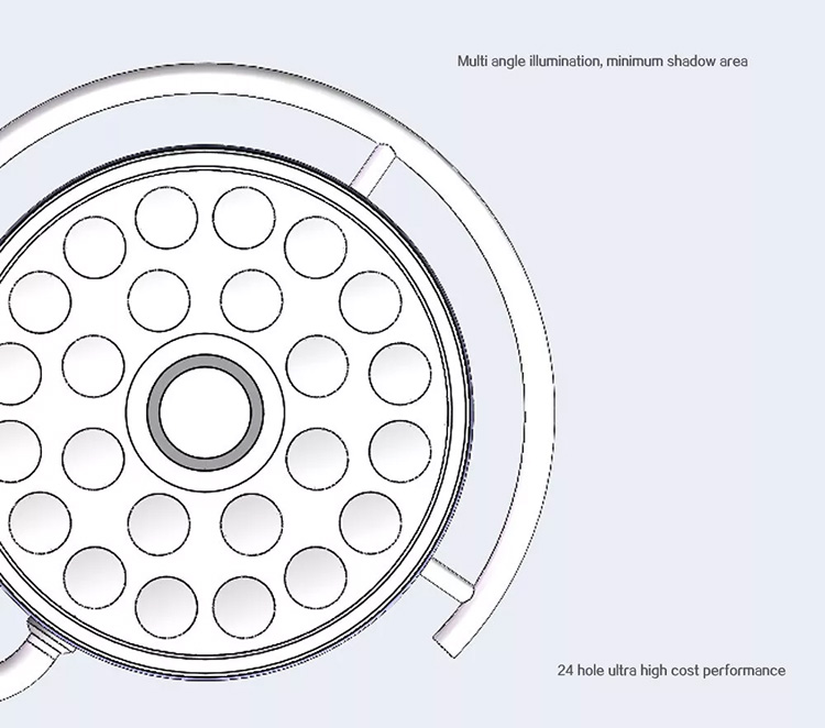 72W Ceiling-Mounted Dental Surgical Lamp Shadowless Exam Cold Light 24 LEDs