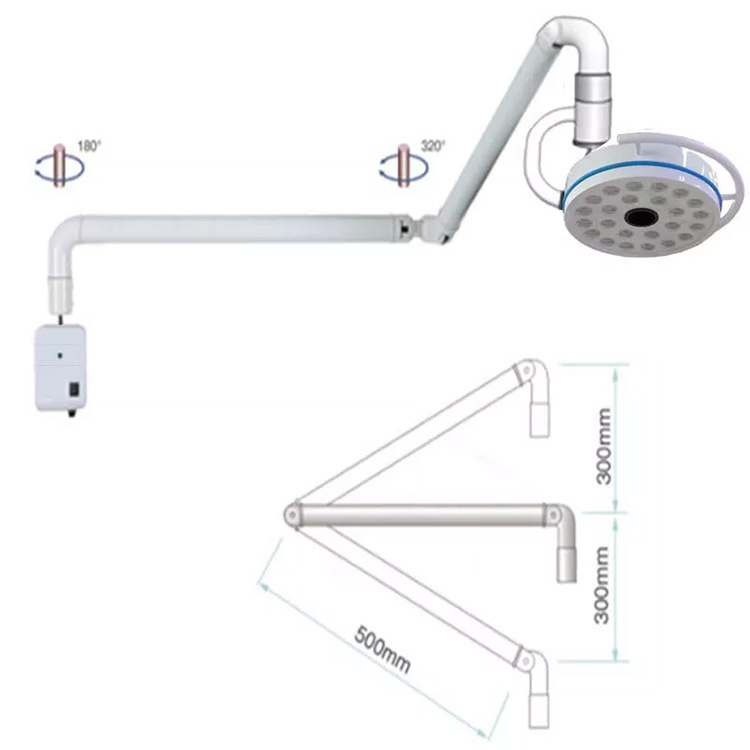 72W Wall-Mounted Dental Surgical Lamp Shadowless Exam Operation Light 24 LEDs