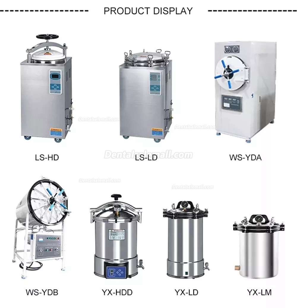 35L-100L Tabletop Portable Automatic Large Vertical High Pressure Steam Autoclave Sterilizer 105℃-134℃