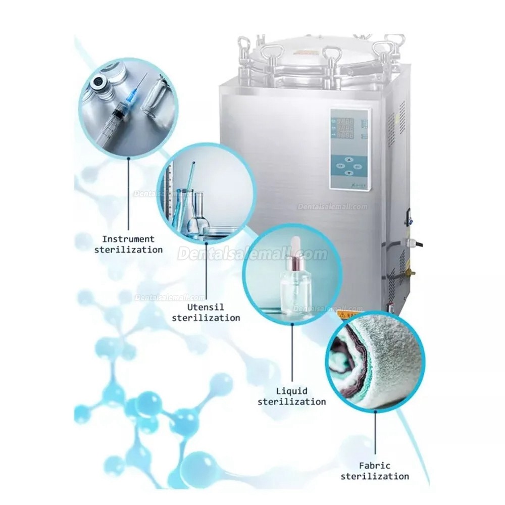 35L-100L Tabletop Portable Automatic Large Vertical High Pressure Steam Autoclave Sterilizer 105℃-134℃