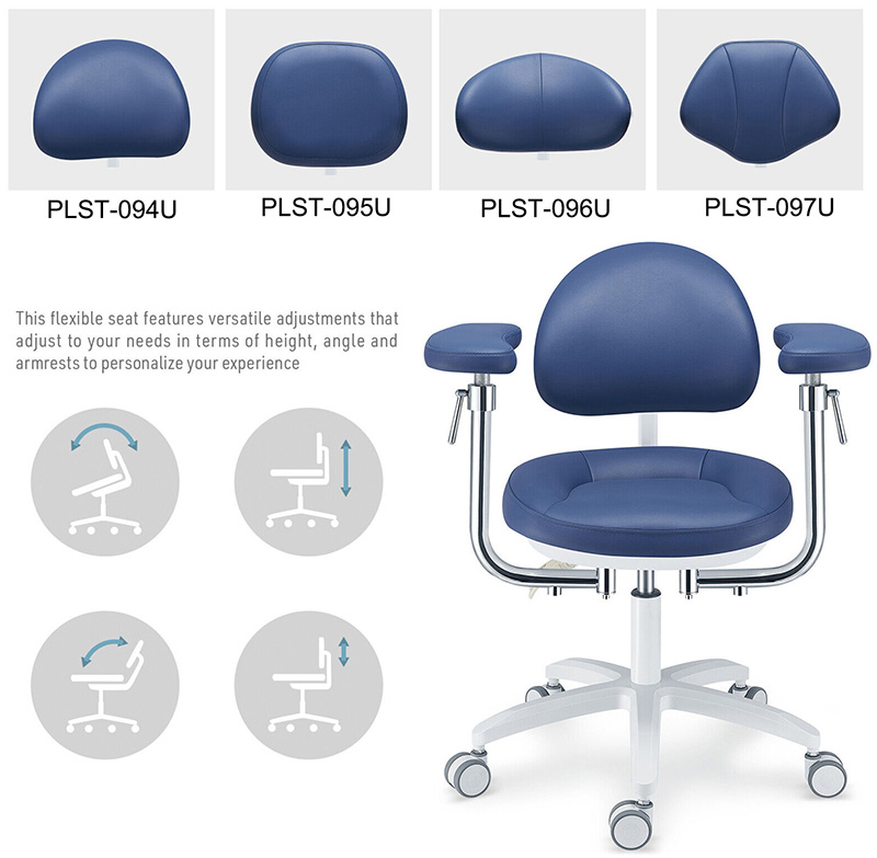 LST-08 Series Ergonomic Dental Microscope Stool Dentist Operator Assistant Surgeon Stool with Amrest