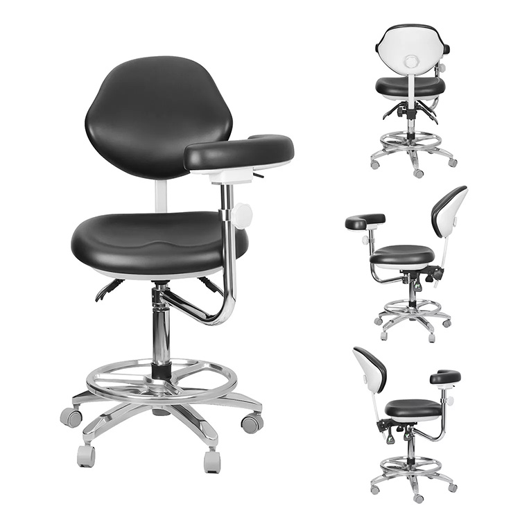 QY-600M-B2 Adjustable Ergonomic Dental Stool Assistant Doctor Chair with Armrest 360° Rotation