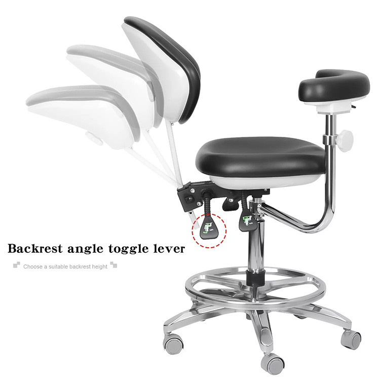 QY-600M-B2 Adjustable Ergonomic Dental Stool Assistant Doctor Chair with Armrest 360° Rotation