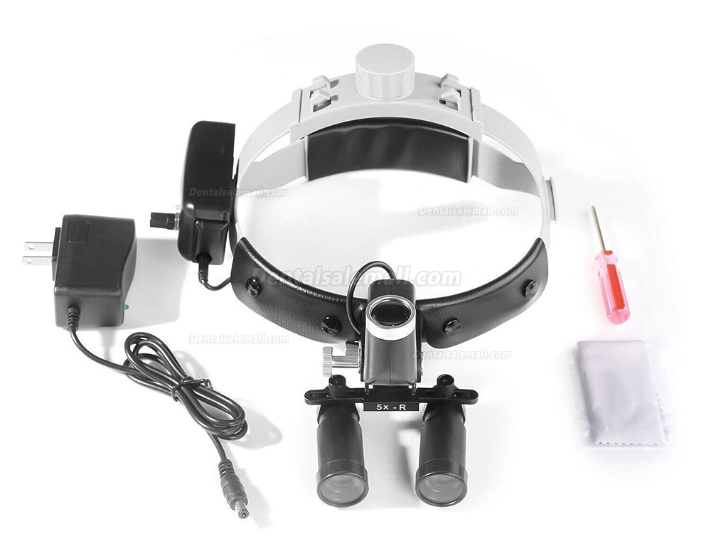 4.0X/5.0X/6.0X/8.0X-R Dental Medical Magnifying Loupe + Headband 5W LED Surgical Headlight